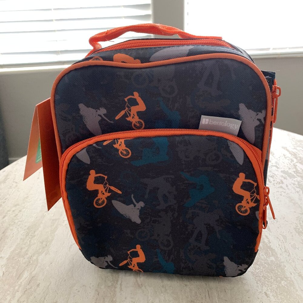 NWT Bentology Insulated Lunch Bag with Bottle Holder & Snack Pocket for Kids Sch